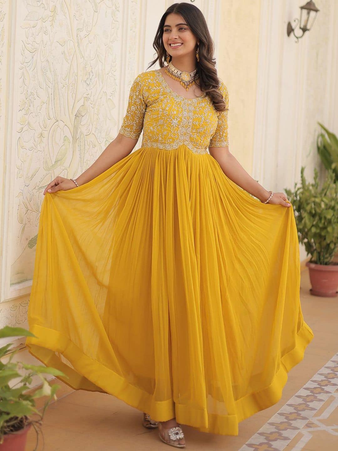 KALINI Embroidered Gown Maxi Dress