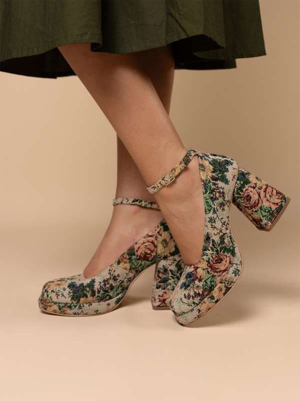 Theater Women Floral Platform Heels