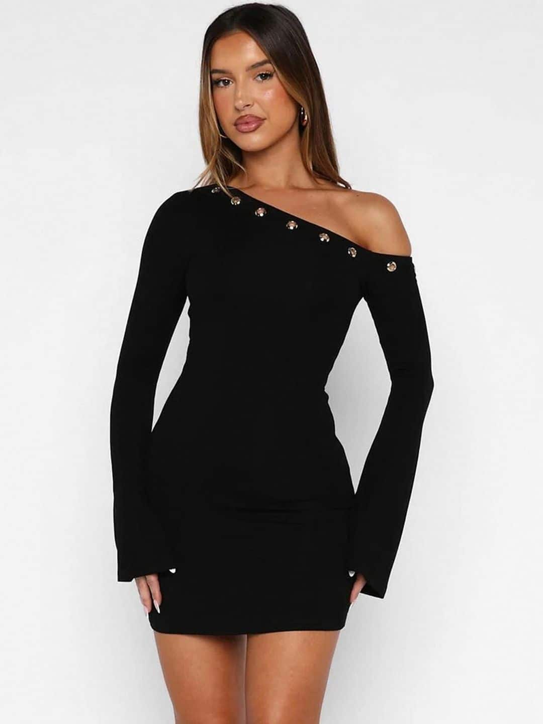 Stylecast X Revolte One Shoulder Sheath Mini Dress