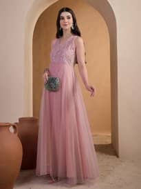 Inddus Floral Thread Embroidered Dress