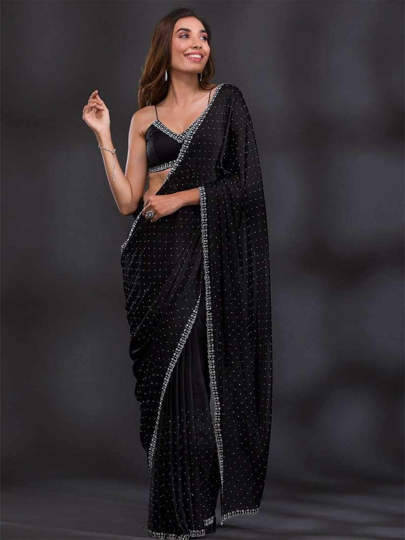 Kalini Embellished Beads And Stones Pure Chiffon Saree