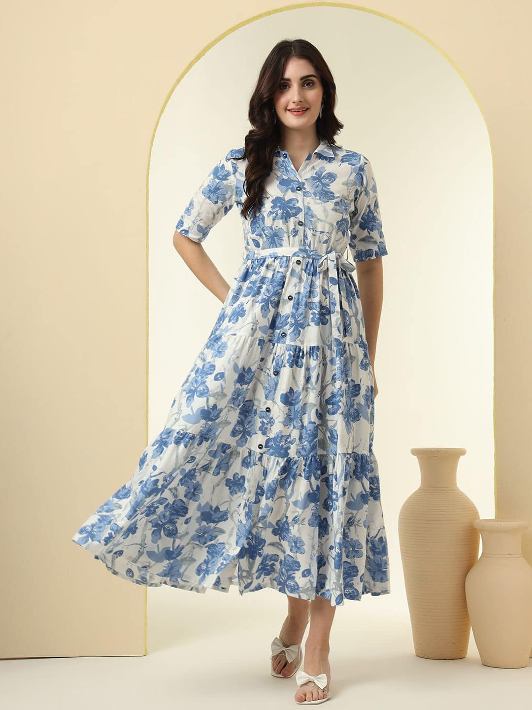 Kalini Floral Printed Fit & Flare Midi Dress Kalini Floral Printed Fit & Flare Midi Dress