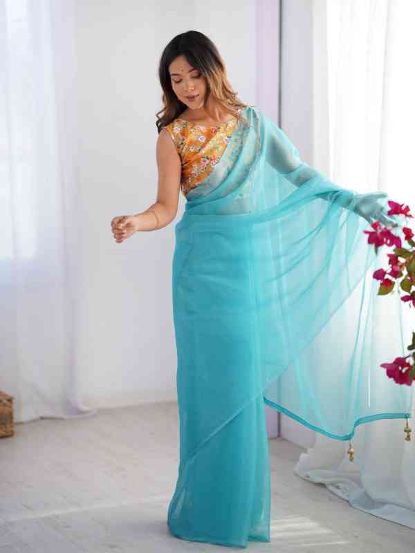 Kalista Solid Organza Saree