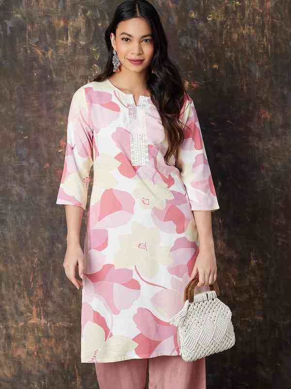 Melange by Lifestyle Printed Flared Sleeves Sequinned Kurta