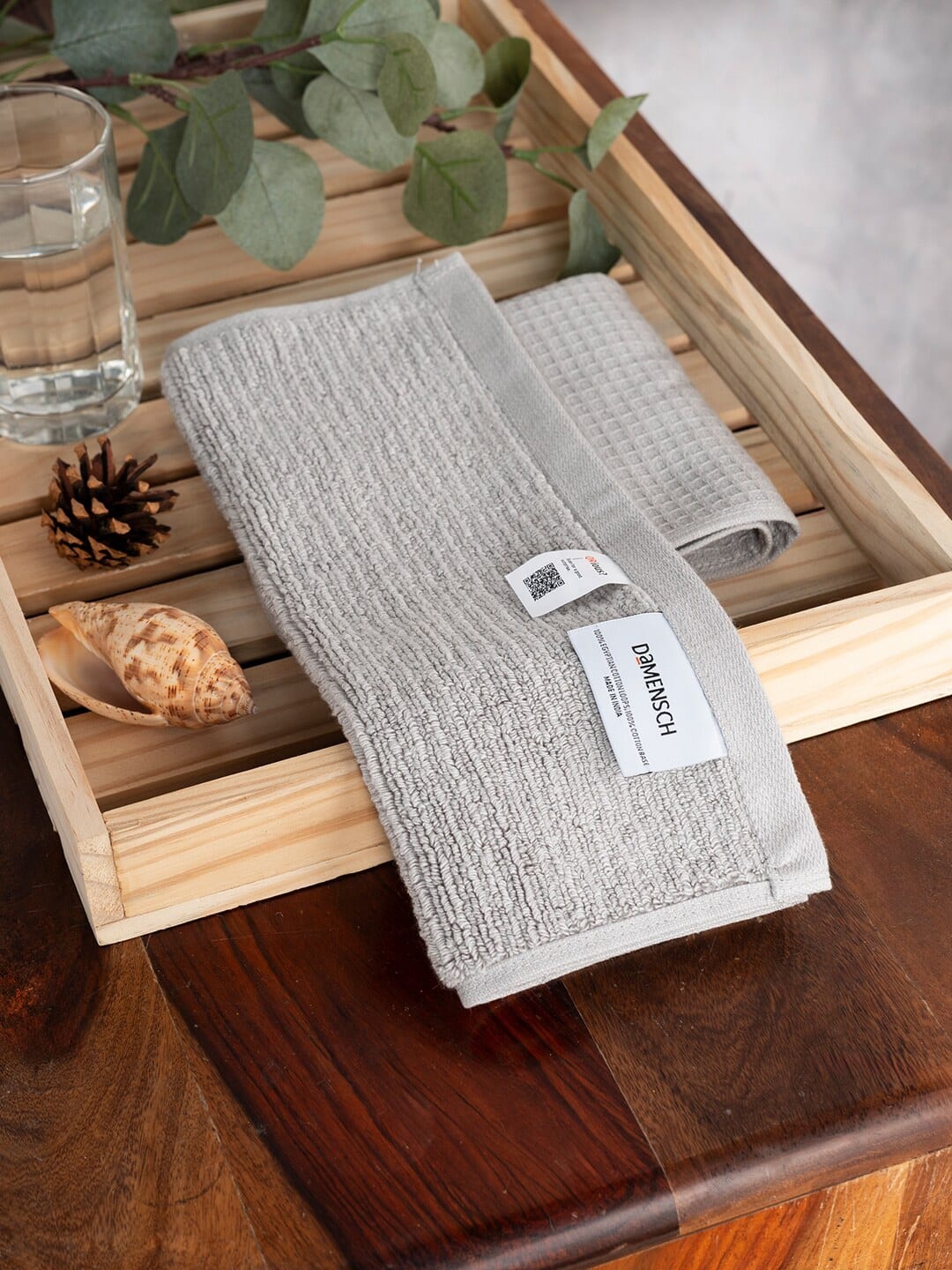  DAMENSCH Set of 2 Waffle Plush 600GSM Egyptian Cotton and Terry Texture Face