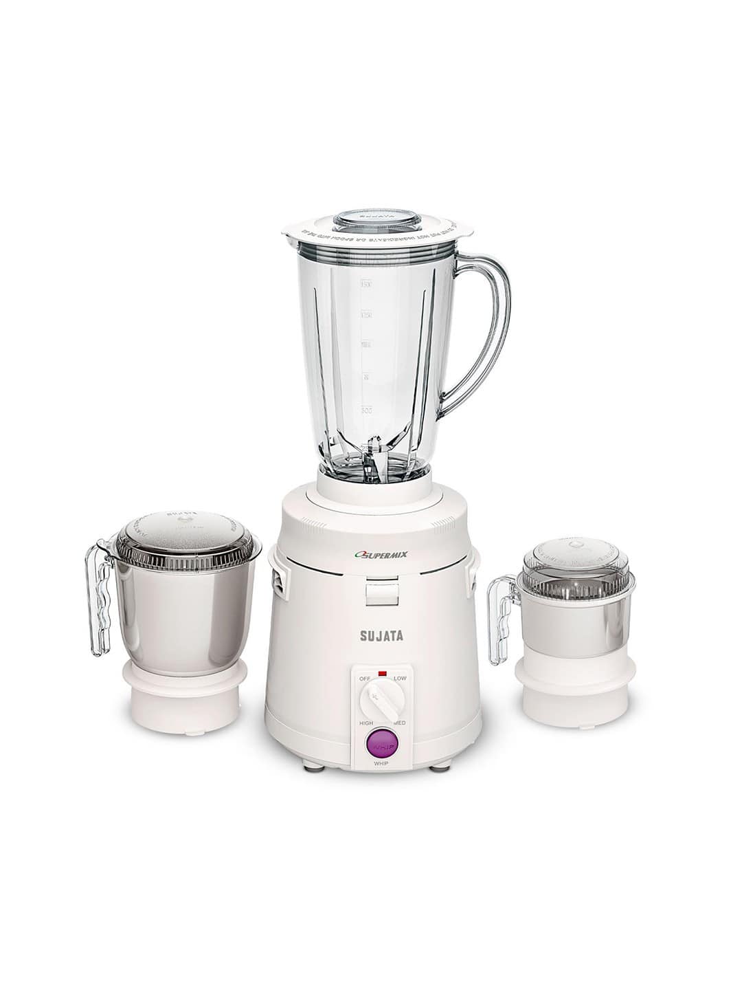 SUJATA: SUPERMIX White 900W Juicers With 3 Jars SUJATA: SUPERMIX White 900W Juicers With 3 Jars