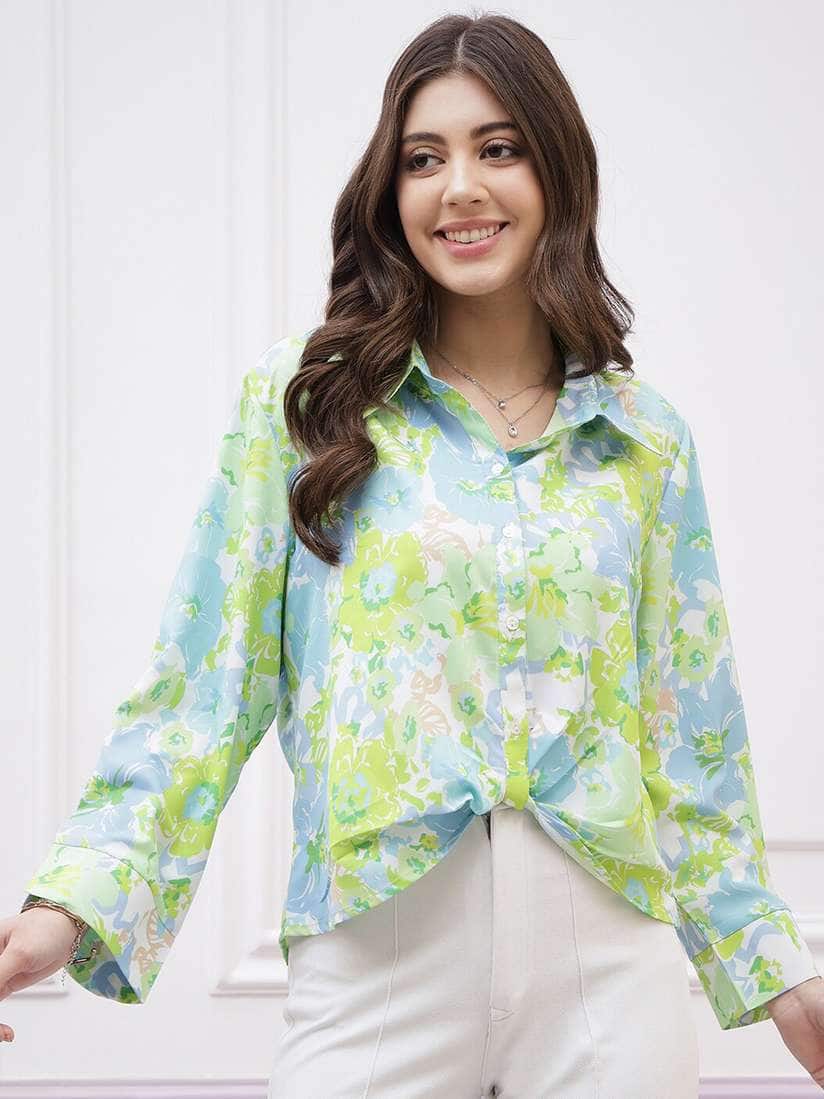 Athena Floral Crepe Shirt Style Top Athena Floral Crepe Shirt Style Top