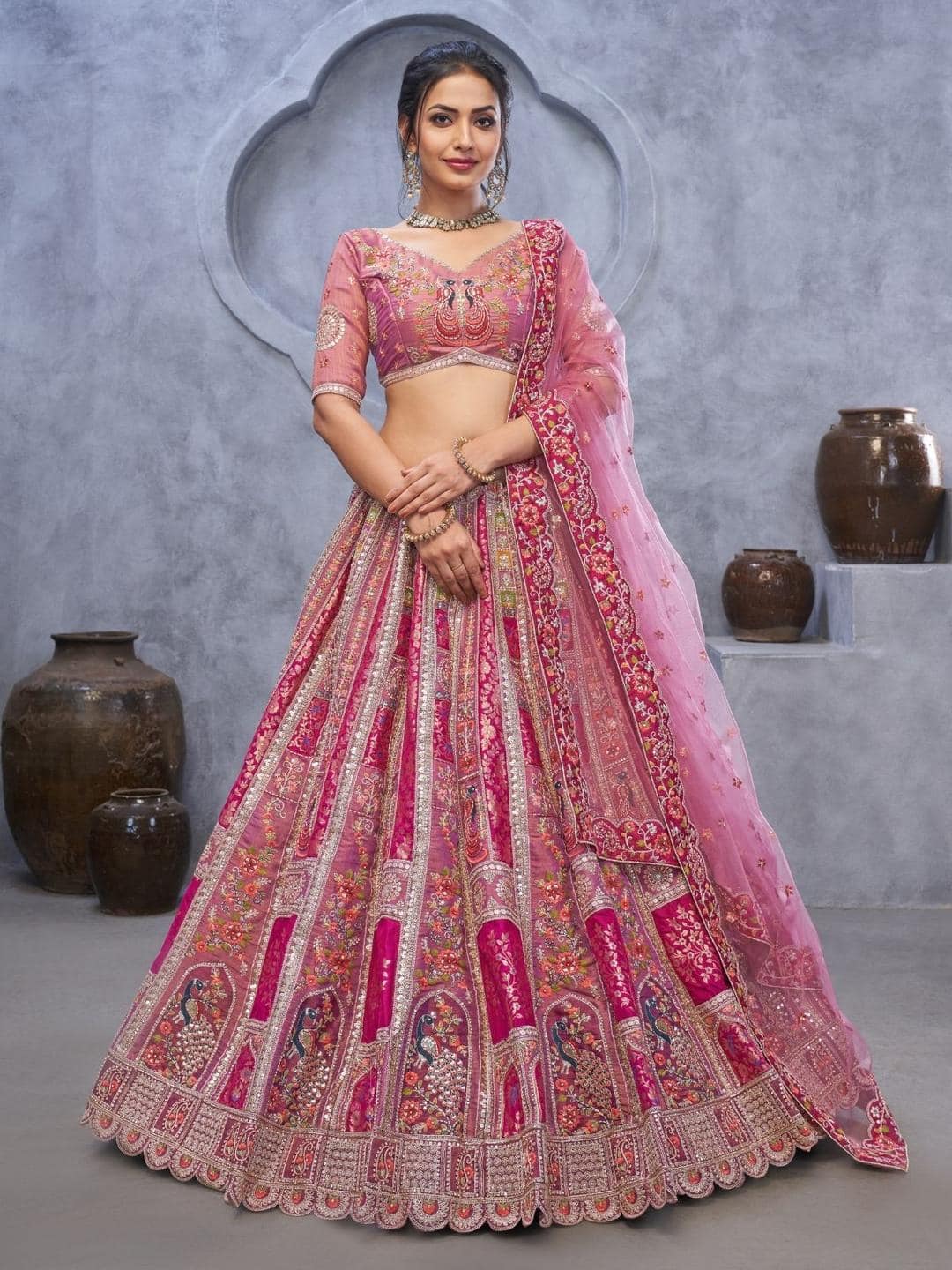 ODETTE Sequinned Semi-Stitched Lehenga