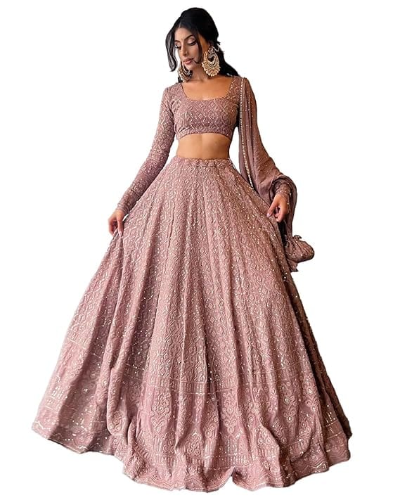 Jihu Culture Georgette Sequence Lucknowi Embroidery Lehenga Choli Jihu Culture Georgette Sequence Lucknowi Embroidery Lehenga Choli