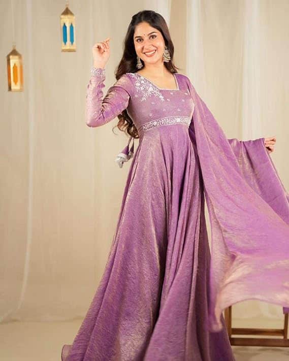 Homokart Women's Goldcrush Silk Embroidered Anarkali Gown & Dupatta Set Homokart Women's Goldcrush Silk Embroidered Anarkali Gown & Dupatta Set