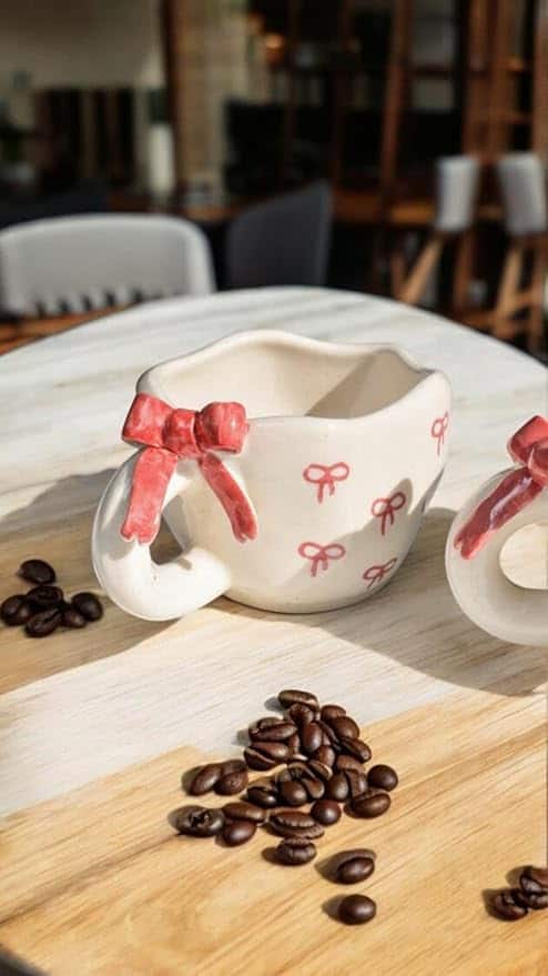 Handmade Bow Ceramic Mug Handmade Bow Ceramic Mug