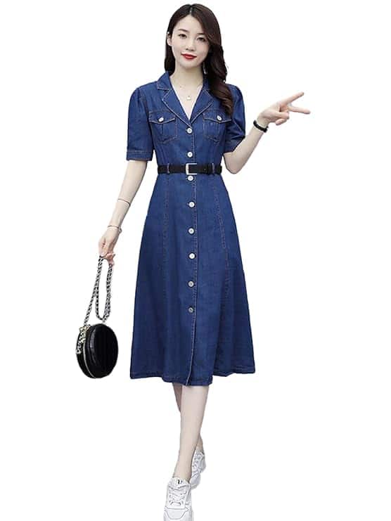 C.Cozami Long Denim Dress