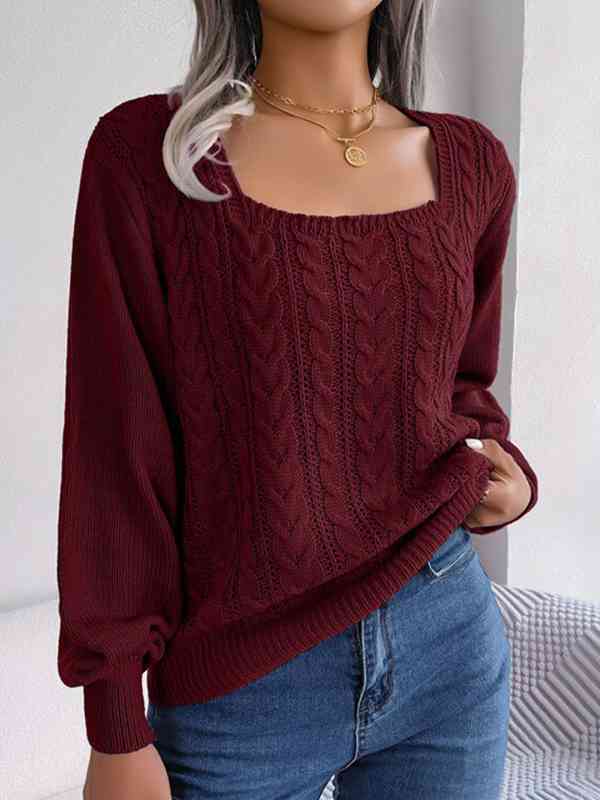 StyleCast Maroon Cable Knit Pullover