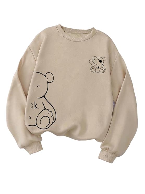 TAGAS Bear Graphic Oversized Pullover Sweatshirt TAGAS Bear Graphic Oversized Pullover Sweatshirt