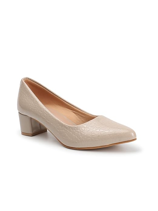 Carlton London Slip-On Block Heels (Beige)