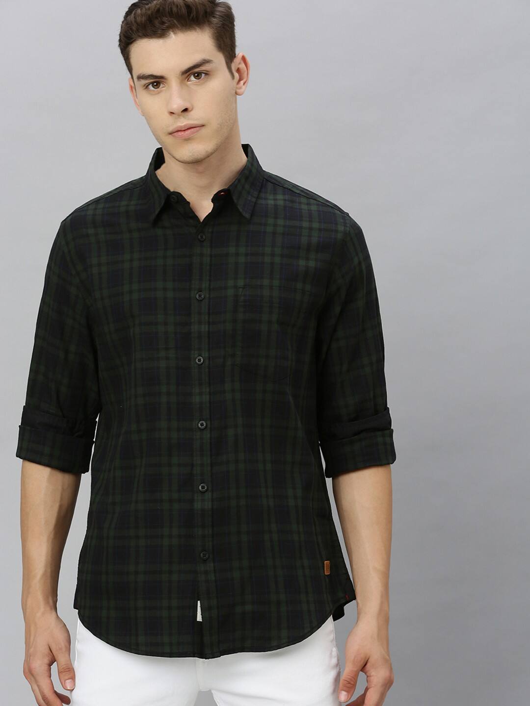 Roadster Men Black Checked Casual Shirt