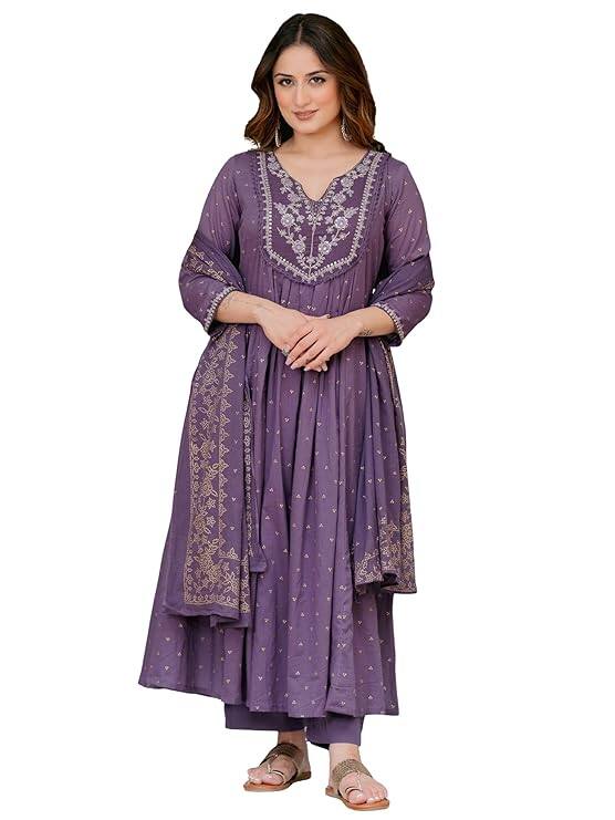 Arayna Pure Cotton Anarkali Kurta Set