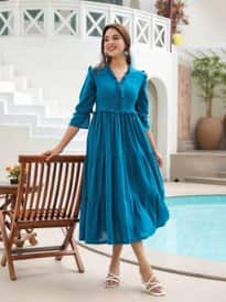 Rain & Rainbow Tiered Fit & Flare Midi Dress Rain & Rainbow Tiered Fit & Flare Midi Dress