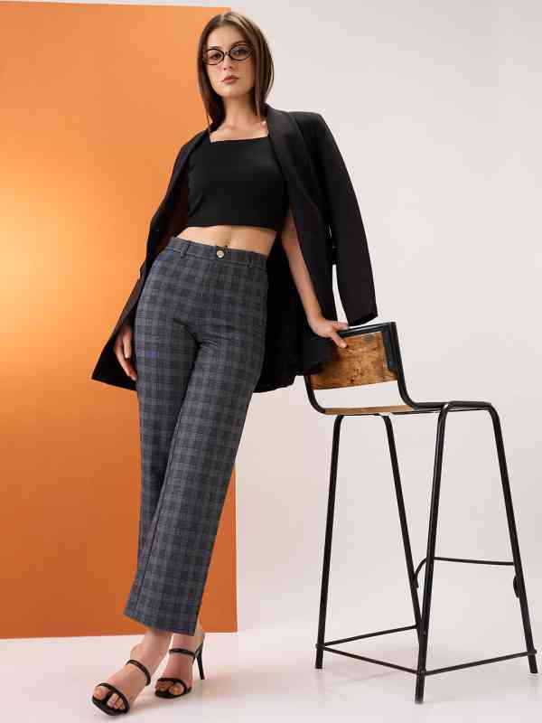 Globus Checkered Self Design Trousers