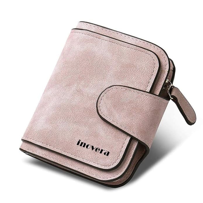 INOVERA Women's Vegan Leather Tri-Fold Fashion Card Coin Holder