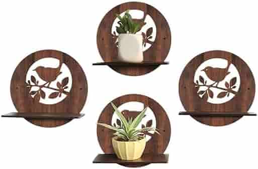  RANDOM Set Of 4 Brown MDF Basic Wall Shelves