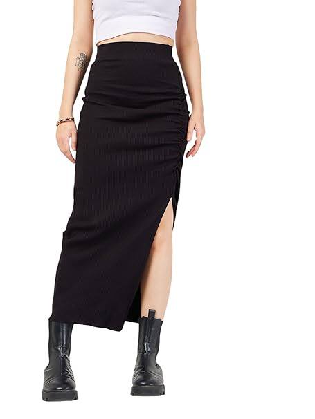 Sassafras Women Rib Ruched Midi Skirt Sassafras Women Rib Ruched Midi Skirt