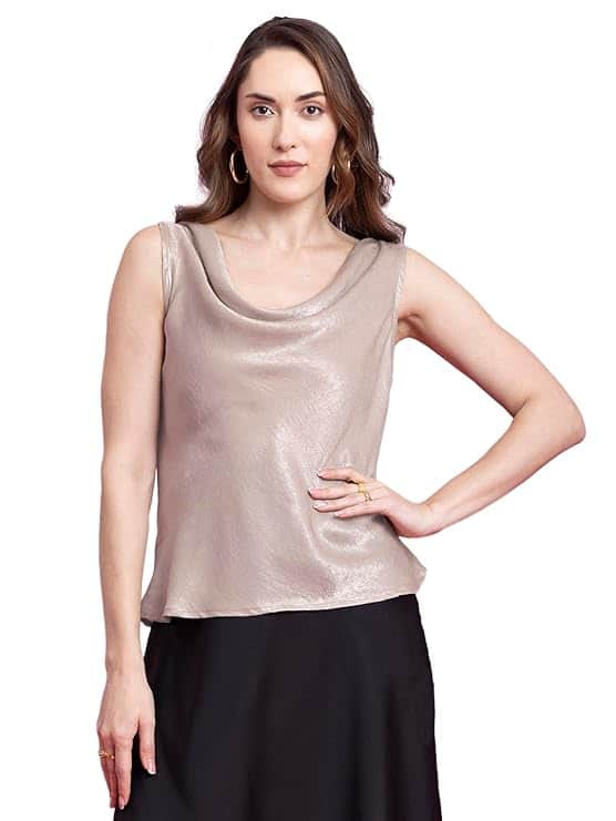 FableStreet Satin Cowl Neck Top