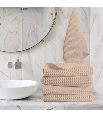Enchant Home 4-Piece Beige Cotton Hand Towels