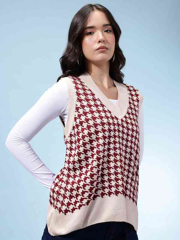 Glitchez Houndstooth Sweater Vest