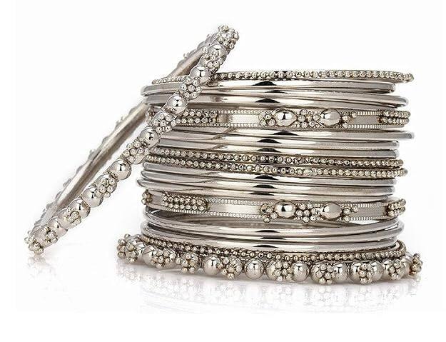 JDX Traditional Silver Plated Bangles Set JDX Traditional Silver Plated Bangles Set