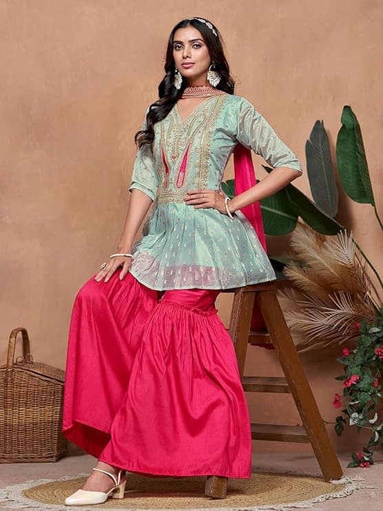 EthnicJunction Chanderi Silk A-Line Set