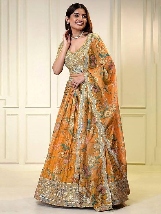 Zeel Clothing Organza Sequins Lehenga Zeel Clothing Organza Sequins Lehenga