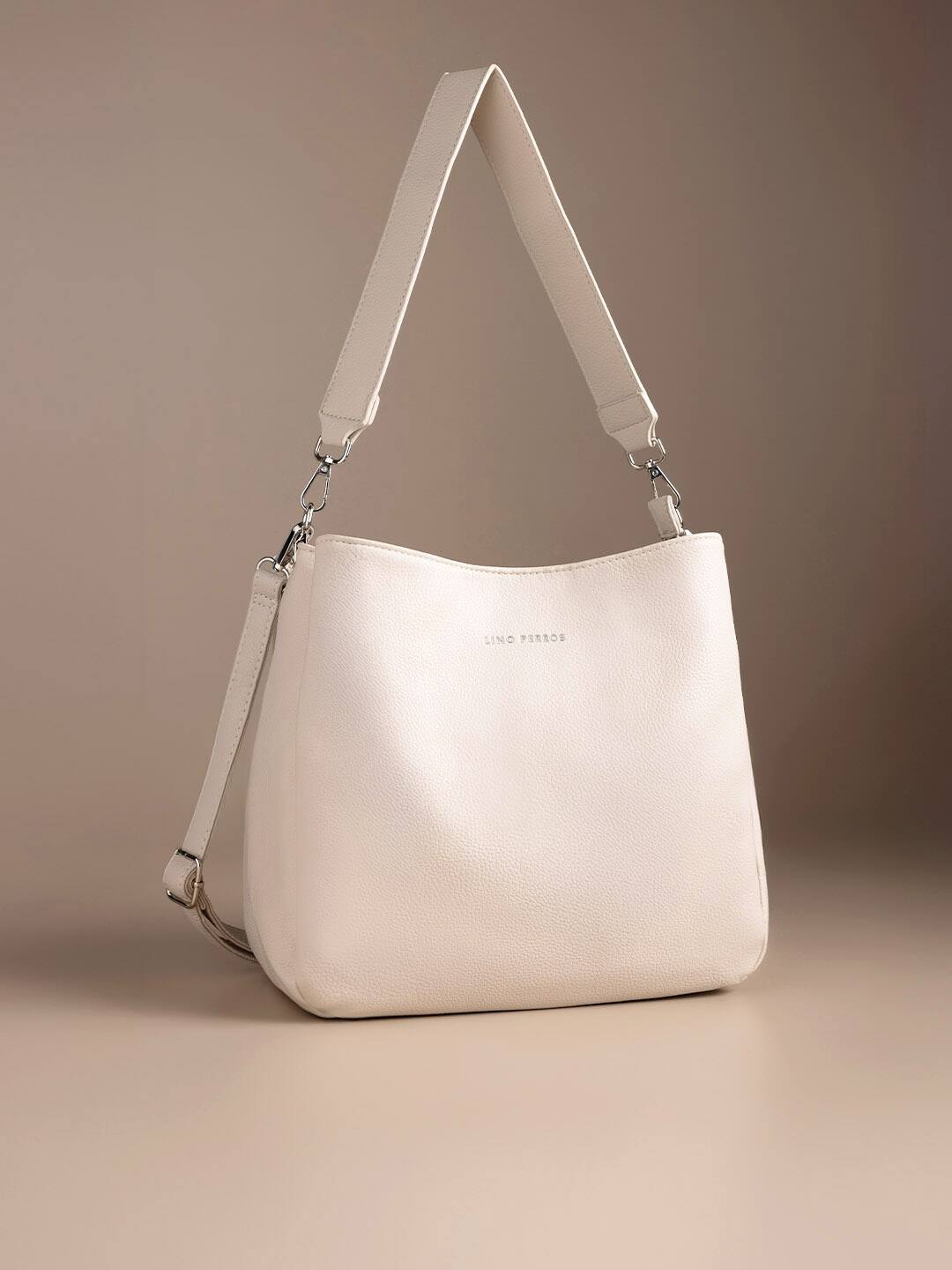 Lino Perros Off White Solid Hobo Bag Lino Perros Off White Solid Hobo Bag