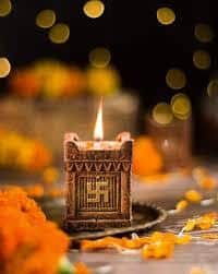  NEW The handicraftian Brown 2 Pieces Textured Tulsi Designed Diyas