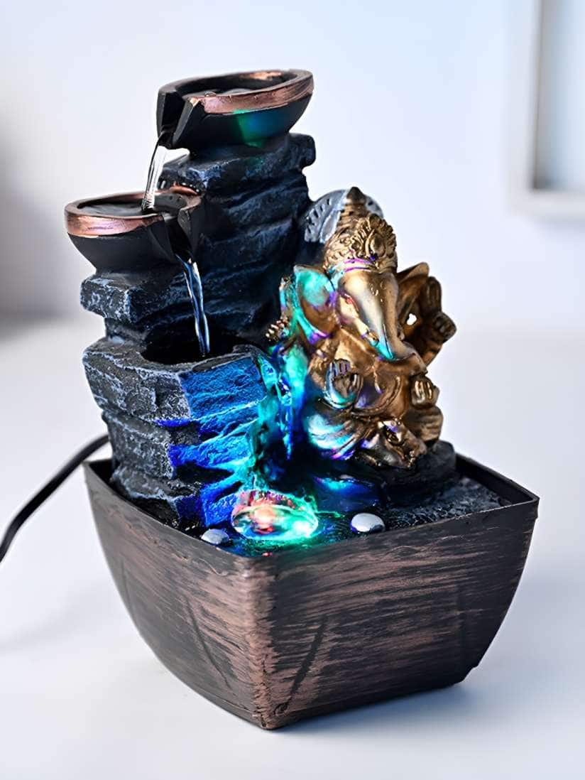  Floweraura Black &amp; Blue Buddha LED Light Water Fountain