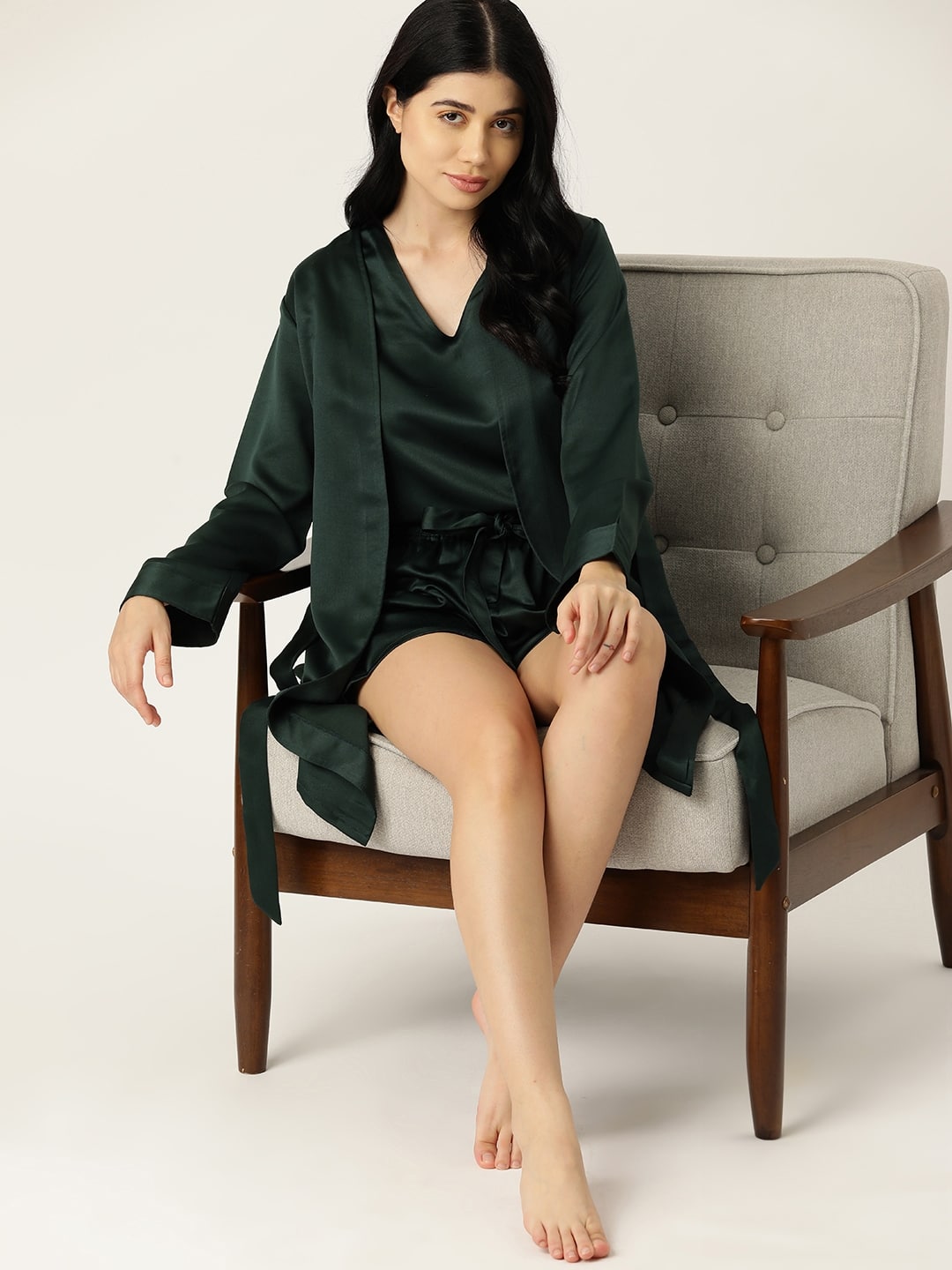 ETC 3-Piece Satin Night Suit ETC 3-Piece Satin Night Suit