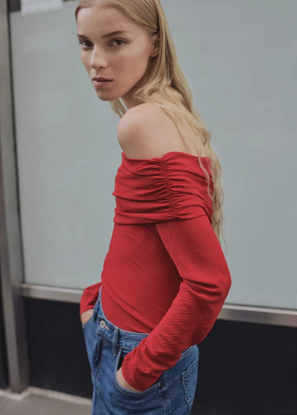 Mango Off-Shoulder Fitted Top