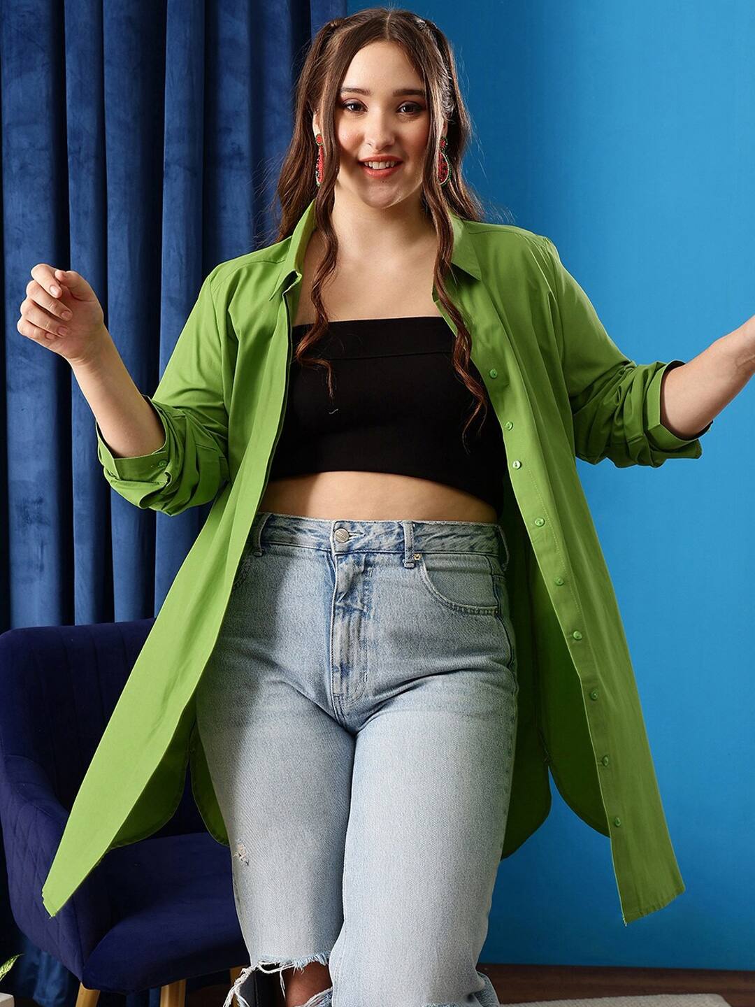 Curvy Street Oversized Cotton Shirt