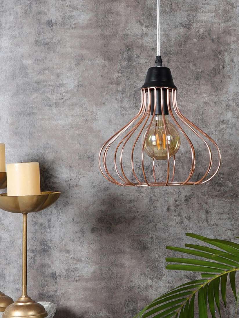 MFD HOME FURNISHING Copper-Toned Hanging Pendant Lamp
