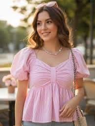 Burgstudio9 Sweetheart Neck Cotton Crop Regular Top
