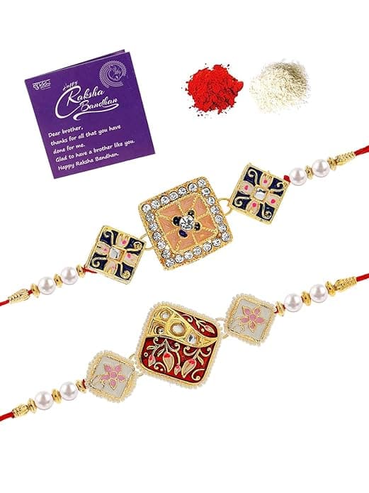 Sukkhi Ethnic Kundan & Pearl Designer Rakhi Set Sukkhi Ethnic Kundan & Pearl Designer Rakhi Set