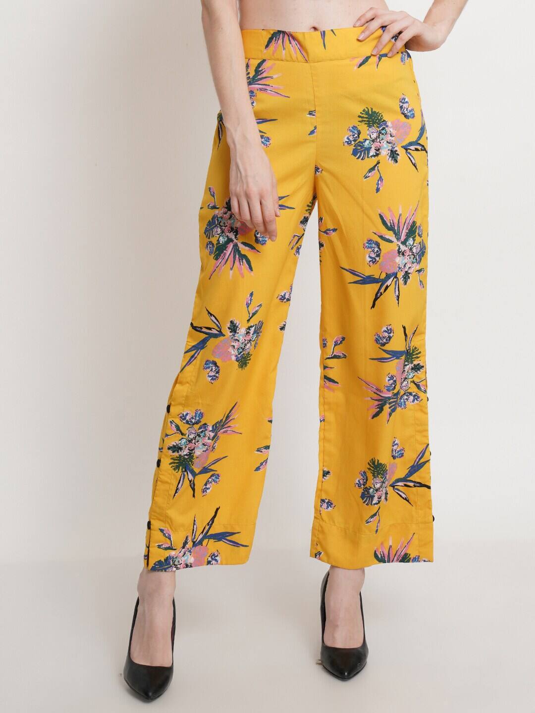 Popwings Floral Printed Knitted Palazzos Popwings Floral Printed Knitted Palazzos