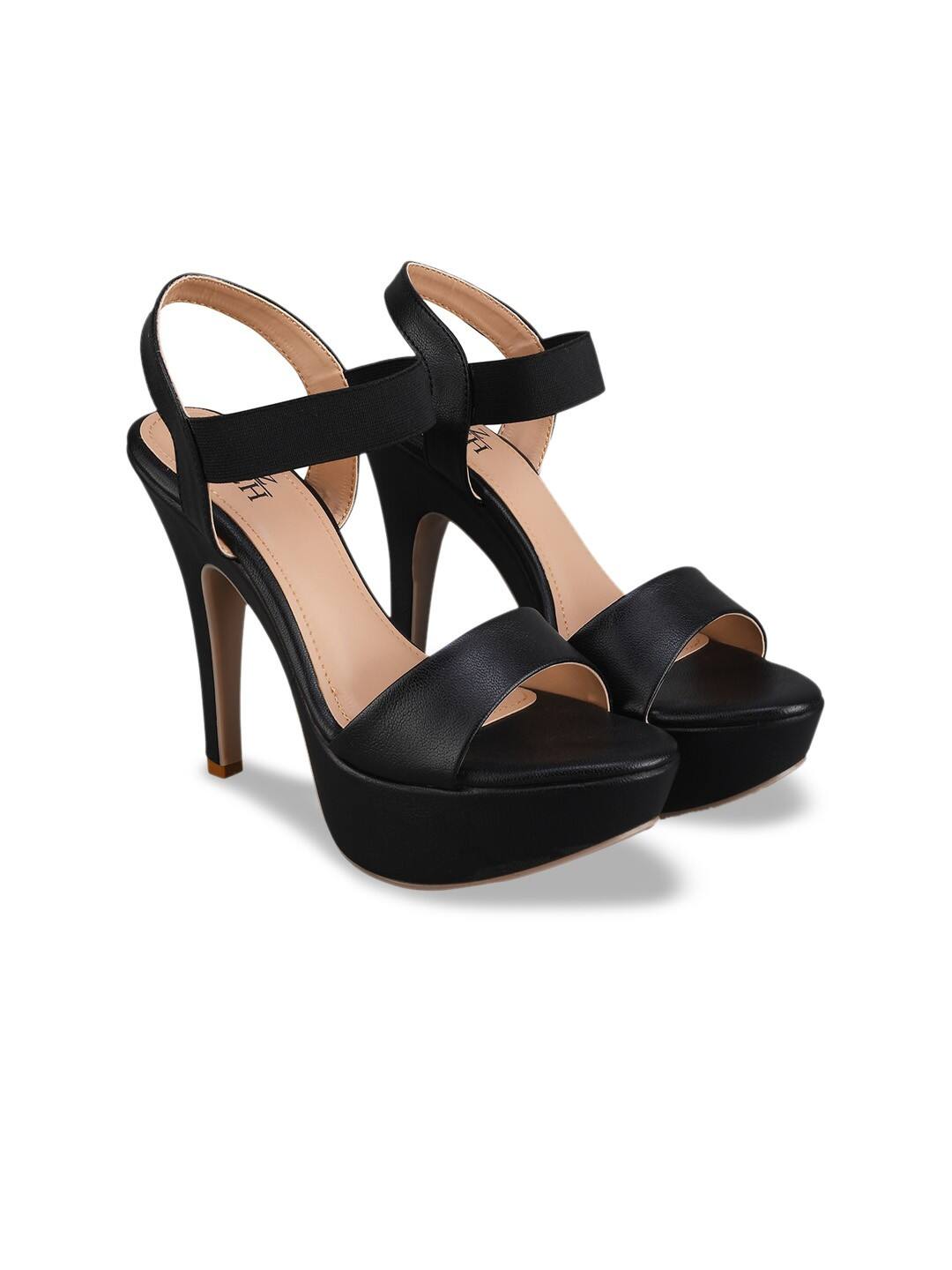  SHUZ TOUCH Open Toe Slim Heels With Ankle Loop