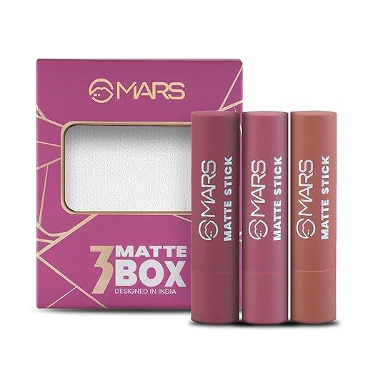 Mars Matte Box Set Of 3 Lipsticks – Peaches &amp; Nudes