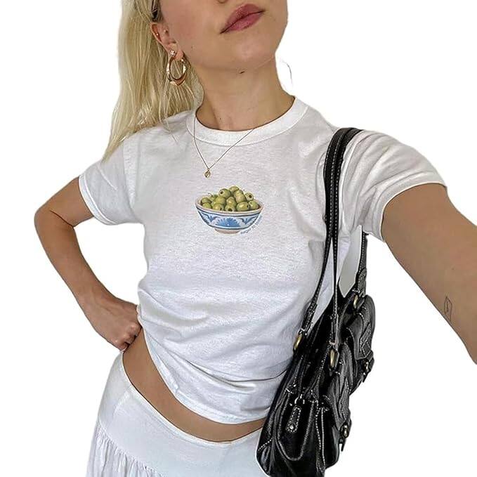 Y2k Baby Tees Women Short Sleeve Crop Tops