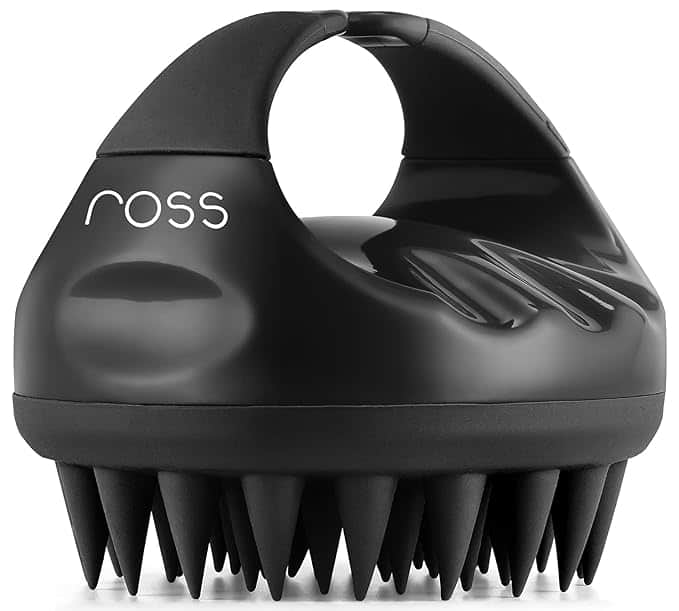  Ross Hair Scalp Manual Massager Shampoo Hair Brush with Soft Silicone Bristles for Anti Dandruff, Exfoliating Care (Black)