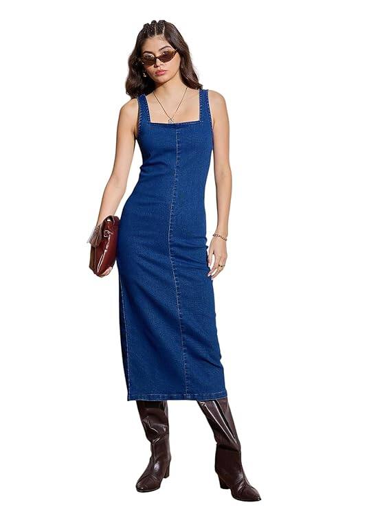 Sassafras Denim Strappy Midi Dress