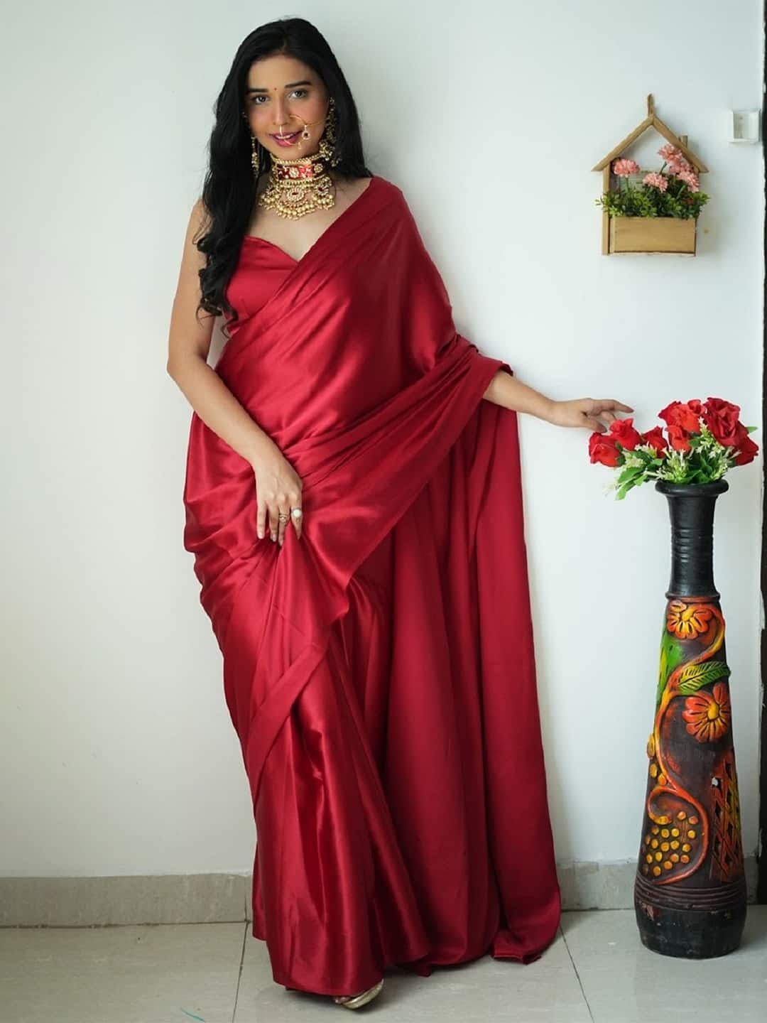 Shopaz Satin Ready To Wear Saree