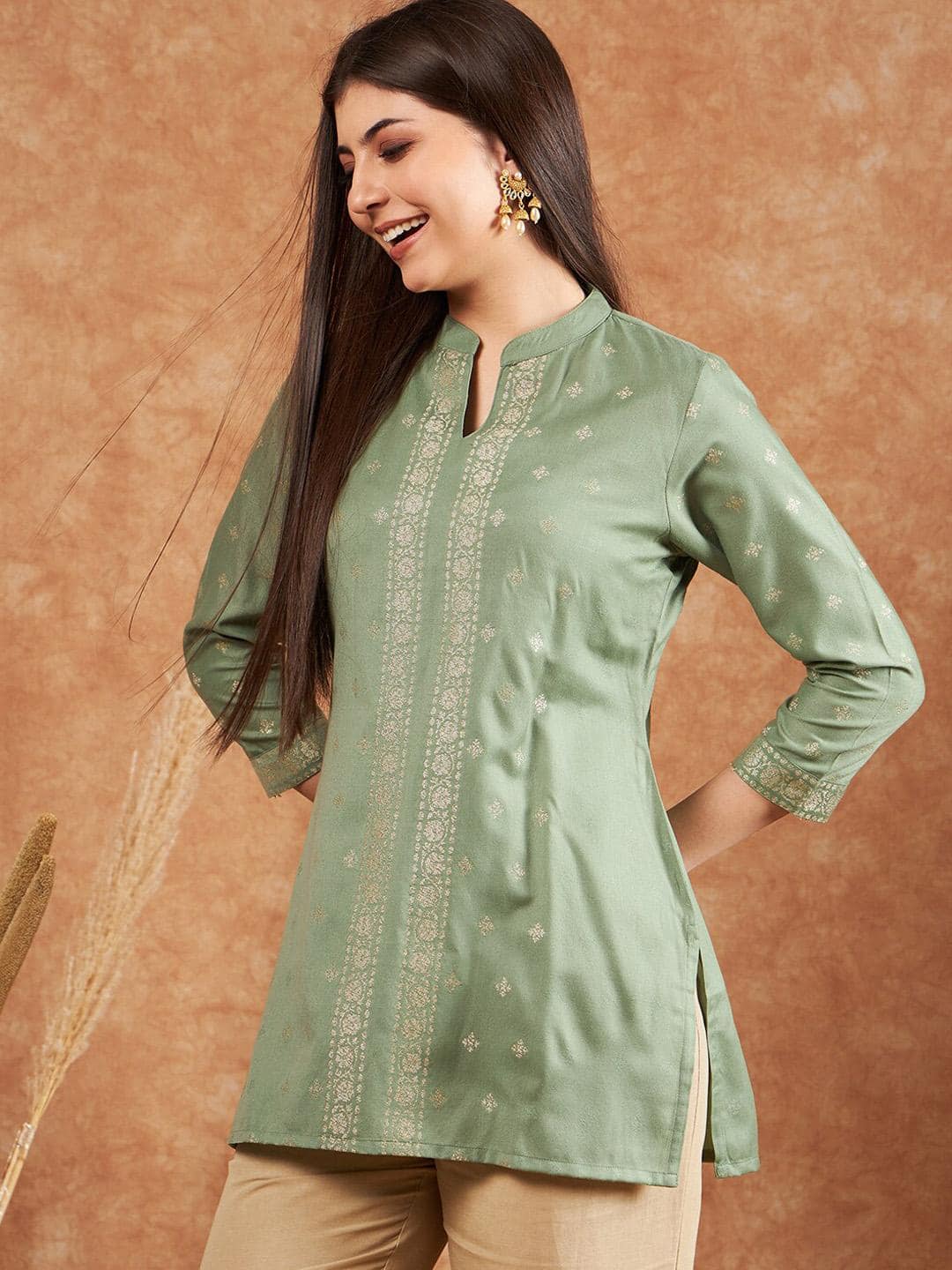Sangria Ethnic Motifs Pashmina Kurti