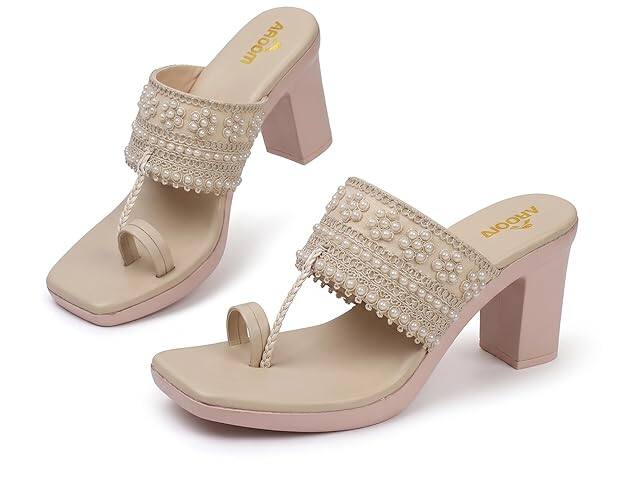 AROOM, Women's One Toe Block Heels Sandals